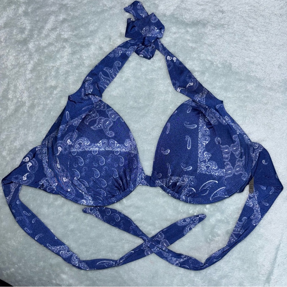 Guess Bandana Blue Push-Up Bikini Top
